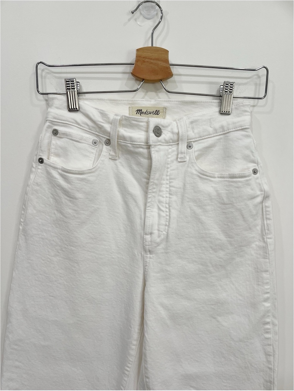 Madewell The Perfect Vintage Wide Leg Crop Jeans White High Rise Size 25 - Picture 10 of 12